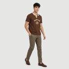 Men's Brown Polo Neck Polo T-Shirt, Brown, small