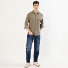 Men's Muted Olive Green Classic Collar Casual Shirt, Olive, small