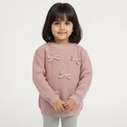 Girls' Light Pink Crew Neck Casual Pullover, Light Pink, small image number null