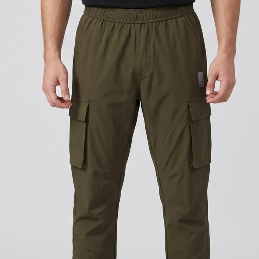 Men's Olive Green Cargo Track Pants, ओलिव, large