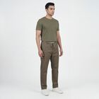 Men's Brown Slim Fit Casual Trousers, भूरा, small