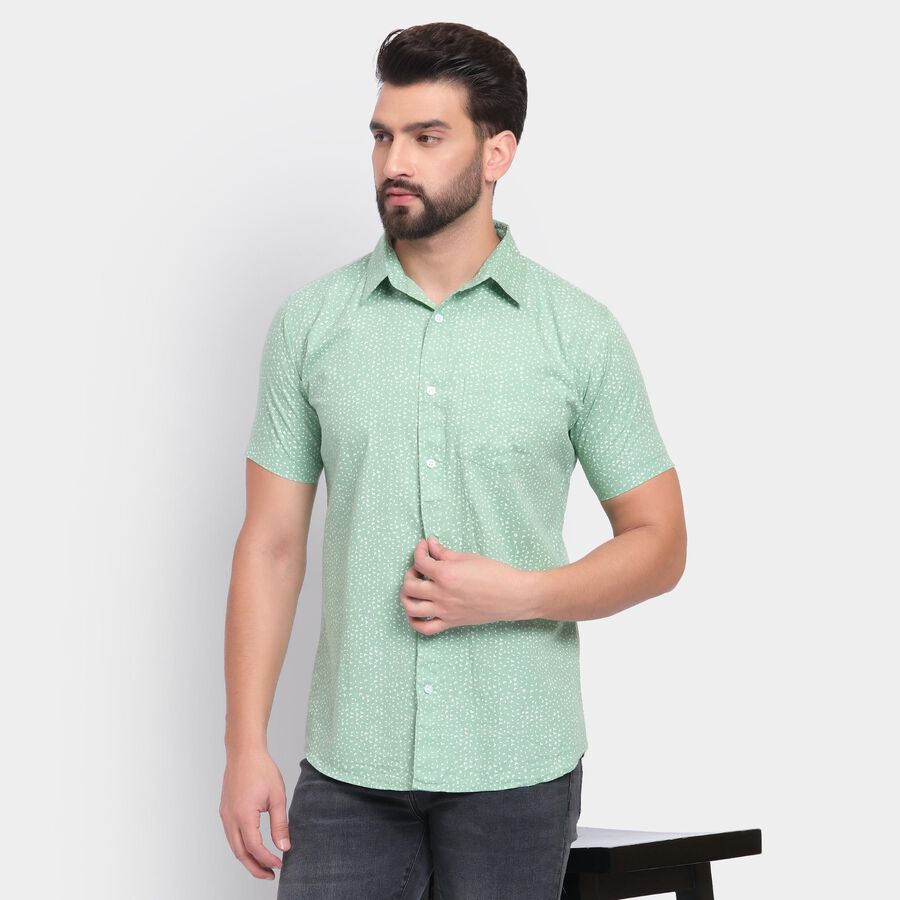 Men's 100% Cotton Casual Shirt , हल्का हरा, large