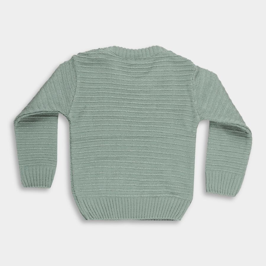 Infants' Light Sage Green Crew Neck Cable Knit Pullover, हल्का हरा, large image number null