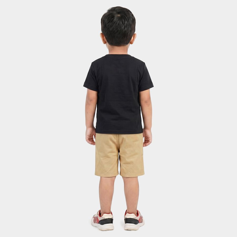 Boys Navy Blue Cotton Round Neck Graphic Print Baba Suit, नेवी ब्लू, large