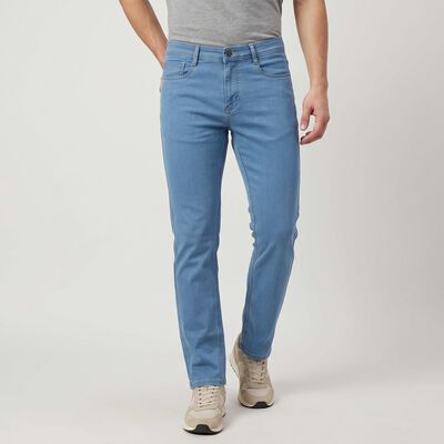 Men's Light Blue Slim Fit Solid Jeans