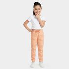 Girls Peach Regular Fit Text Printed Pyjama, पीच, small