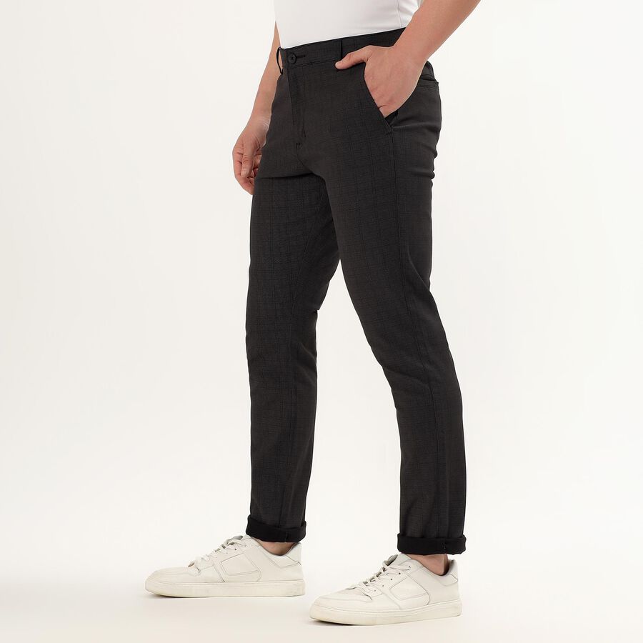 Men's Cross Pocket Slim Fit Casual Trousers, Black, large image number null