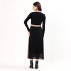 Women's Black and Beige Collared Button-Down Maxi Dress, Black, small