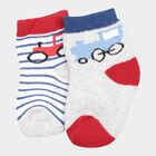 Infants Cotton Stripes Socks, Melange Light Grey, small image number null