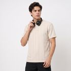 Men's Grey Crew Neck Regular T-Shirt, Ecru Melange, small