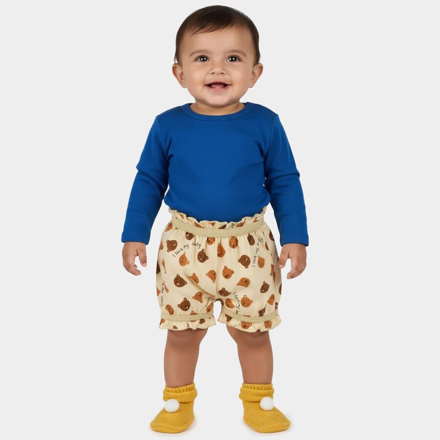 Infants Beige Regular Fit Printed Bloomer, गहरा पीला, large