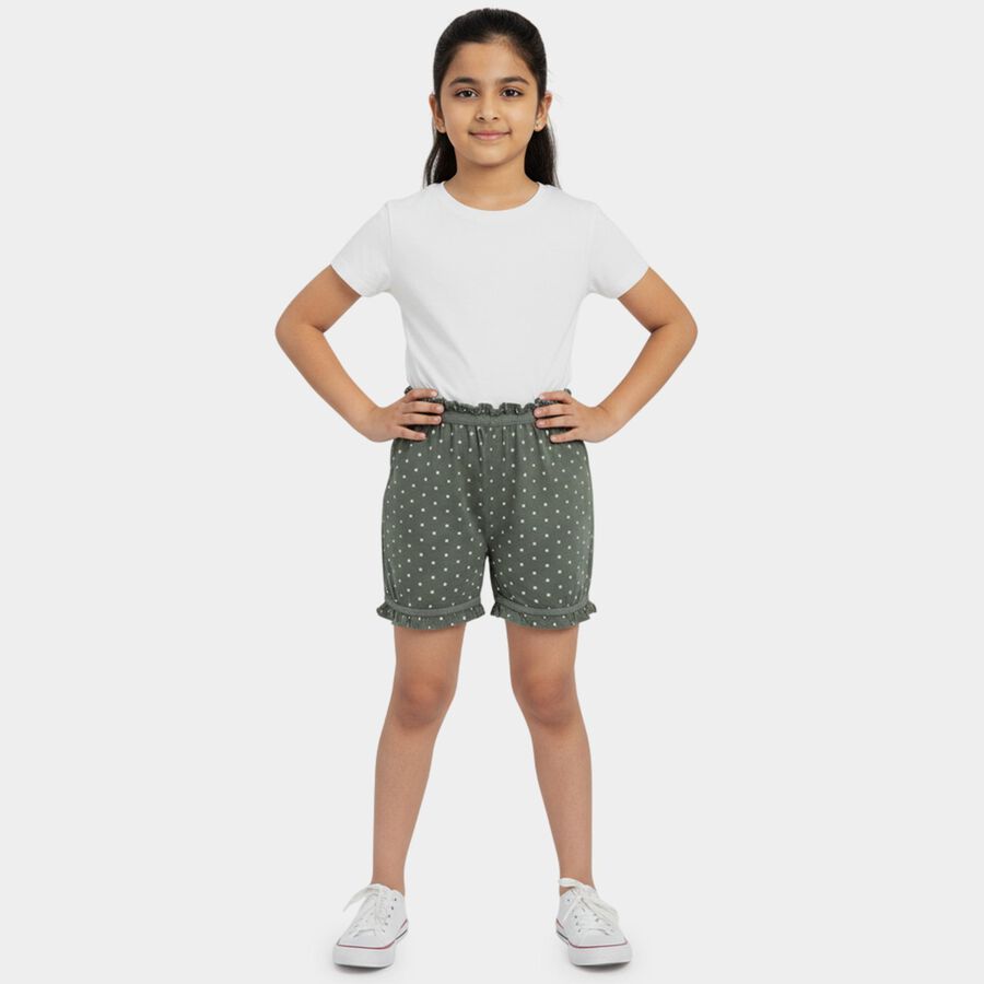 Girls' Light Green Regular Fit Ruffle Back Bloomers, Light Green, large