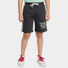 Boys' Grey Regular Fit Melange Drawstring Bermuda Shorts, Dark Grey, small
