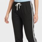Women's Dark Grey Regular Fit Side-Striped Track Pants, Dark Grey, small