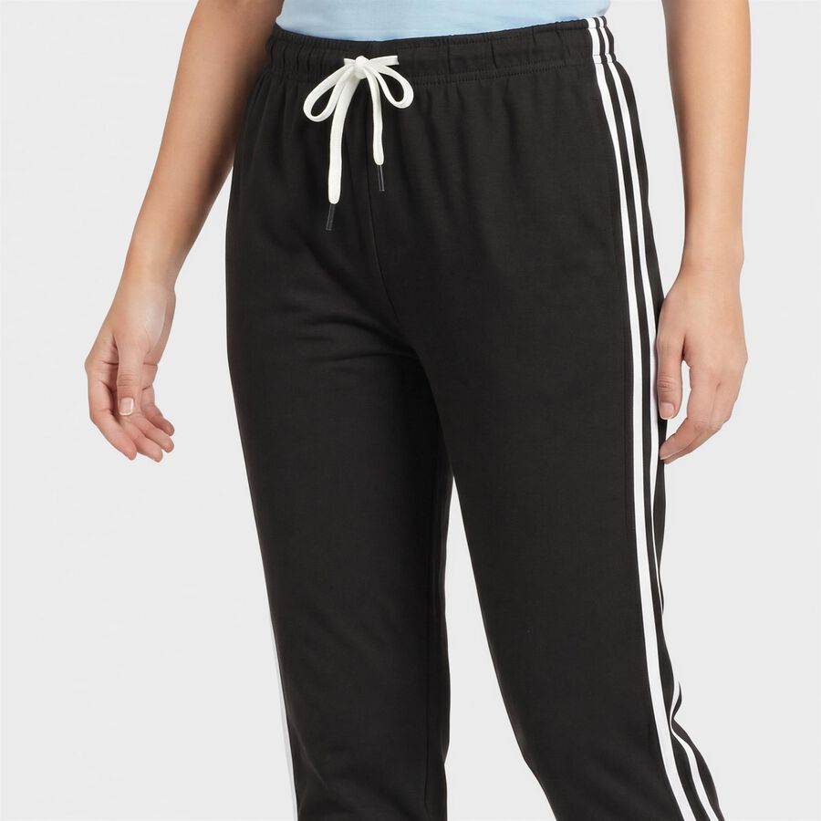 Women's Dark Grey Regular Fit Side-Striped Track Pants, Dark Grey, large