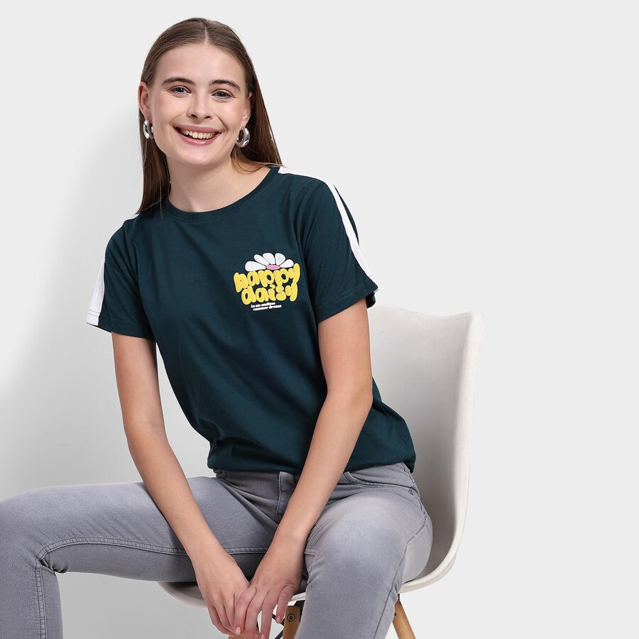 Ladies' Round Neck T-Shirt , Dark Green, large image number null