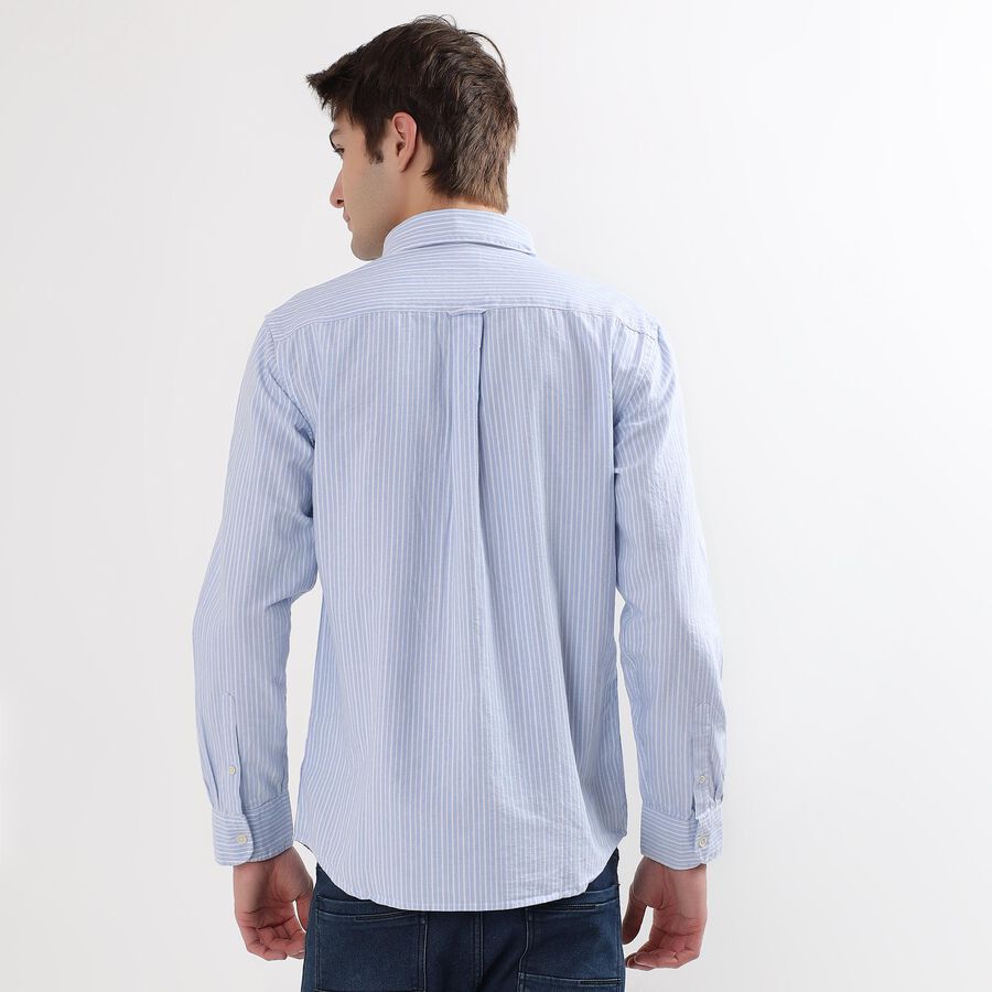 Men's 100% Cotton Regular Collar Casual Shirt, Light Blue, large image number null