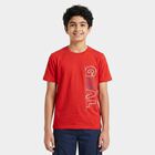 Boys Red Round Neck Regular Boys T-Shirt, लाल, small