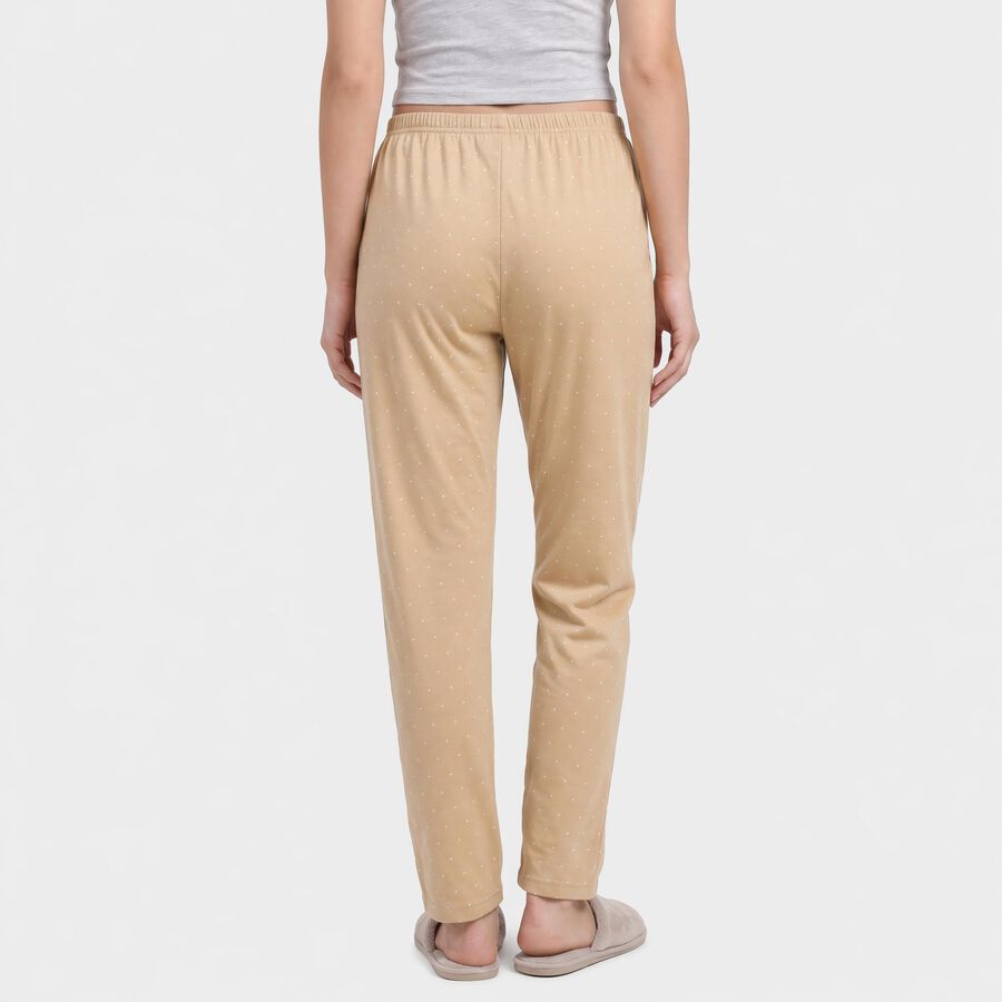 Women's Beige Straight Fit Polka Dot Pyjama, Beige, large