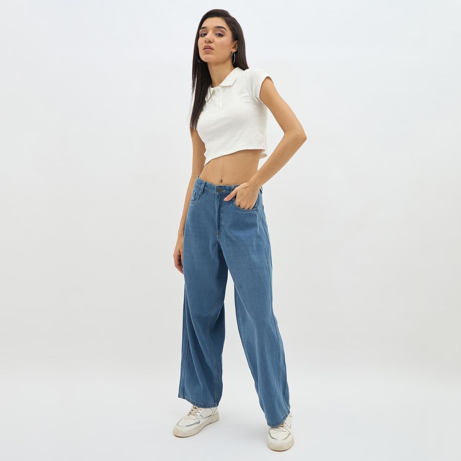 Women's Bleached Blue Regular Fit High-Rise Jeans, Light Blue, large image number null