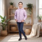 Girls' Lilac Hooded Puffer Jacket, Lilac, small