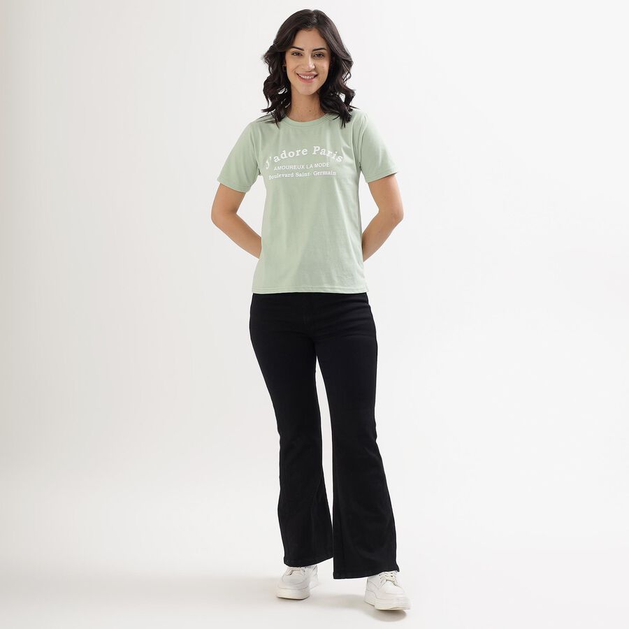 Women's Mint Green Round Neck T-Shirt, हल्का हरा, large image number null