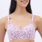 Women's Soft Pink Cotton Blend V-Neck Casual Bra, गुलाबी, small image number null