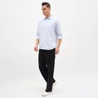Men's White and Blue Classic Collar Striped Shirt, White, small image number null