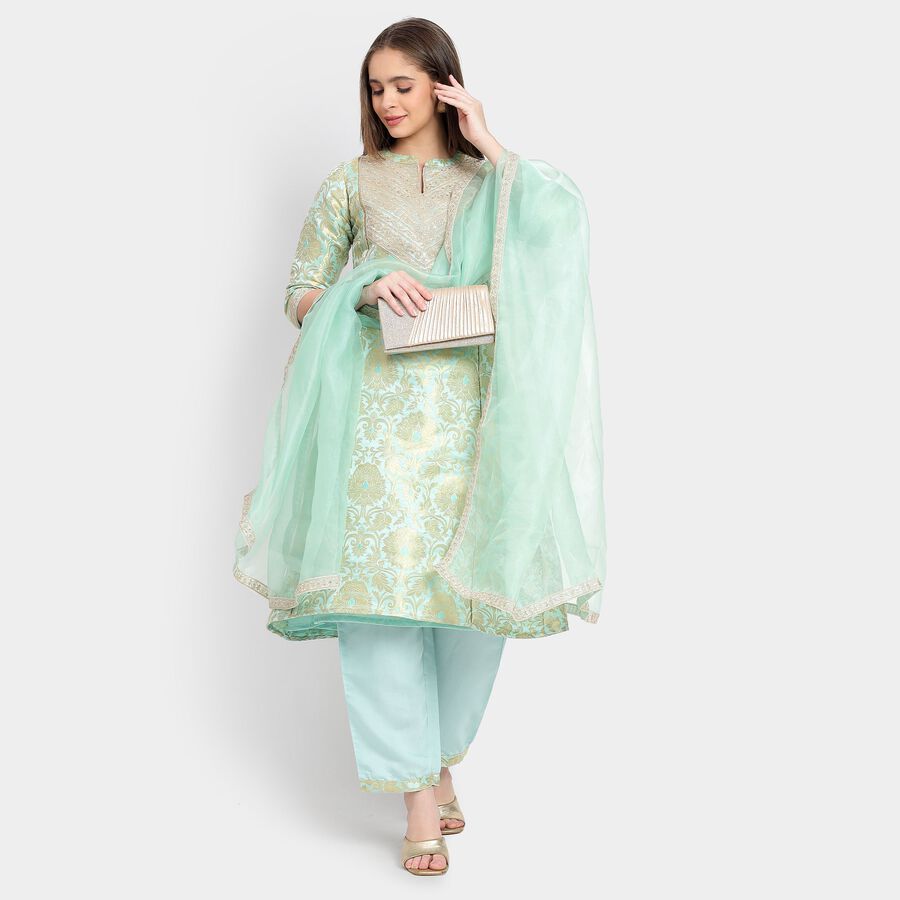 Ladies' Kurta Pyjama Set with Dupatta, Light Blue, large image number null