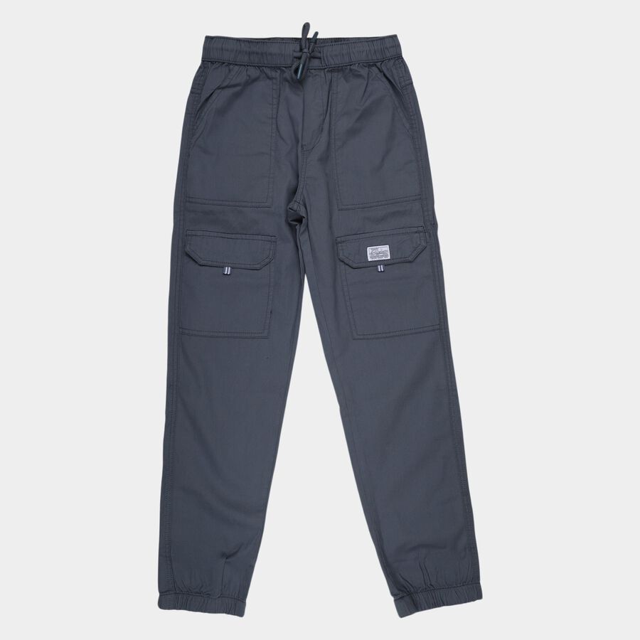 Boys Blue Cotton Regular Fit Trousers, हल्का नीला, large