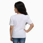 Girls Bright Snow White Cotton Round Neck Casual T-Shirt, White, small