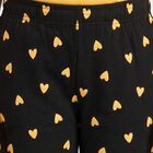 Girls' Black Jogger Fit Heart Printed Cotton Pyjama, काला, small