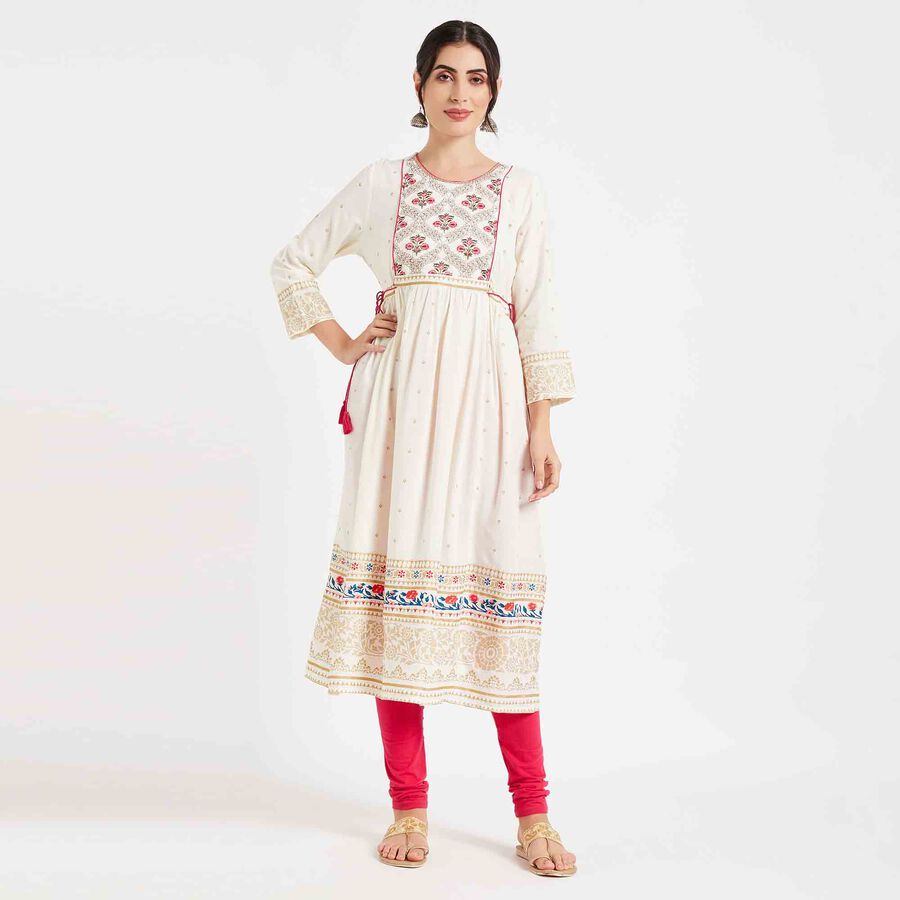 Printed Kurta, Off White, large image number null