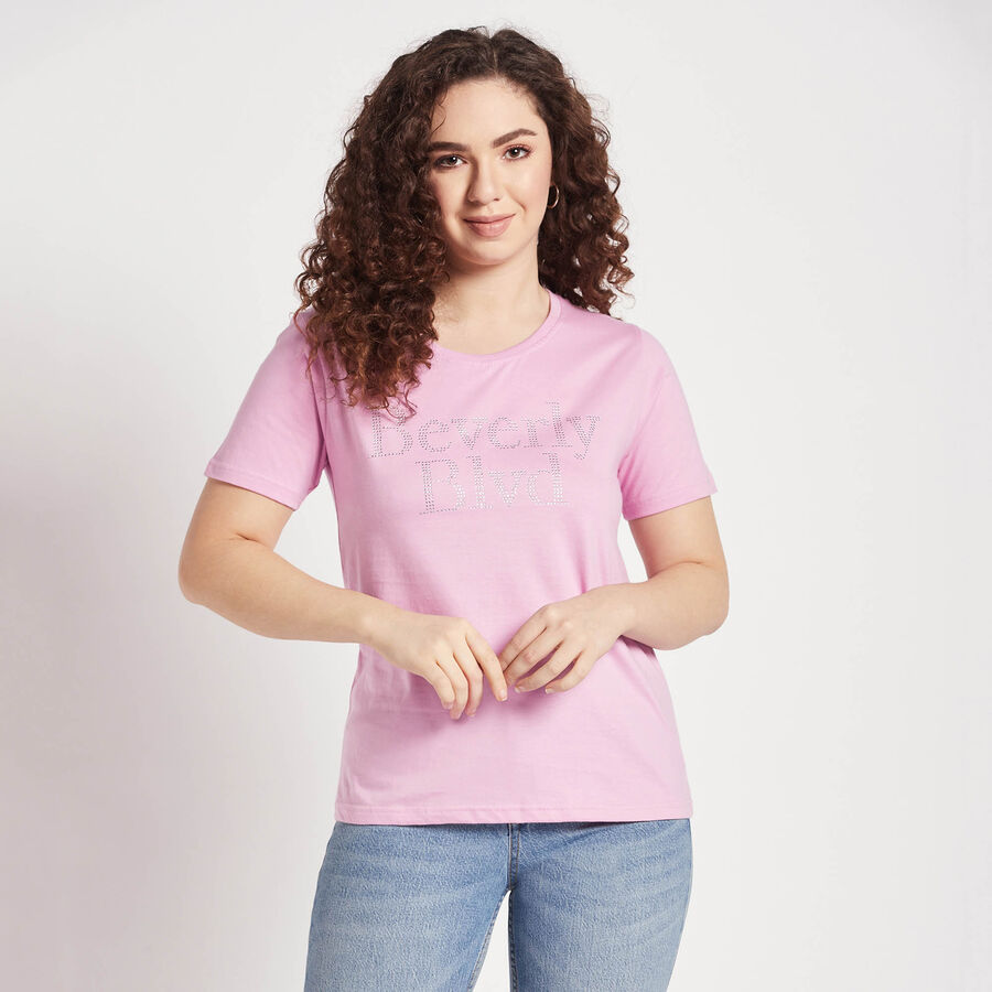 Round Neck T-Shirt, Pink, large image number null