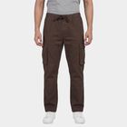 Men's Brown Slim Fit Casual Trousers, Brown, small
