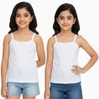 Girls Bright White Cotton Square Neck Casual Vest, सफ़ेद, small image number null