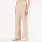 Women's Soft Beige Wide-Leg Lace Trousers, Beige, small