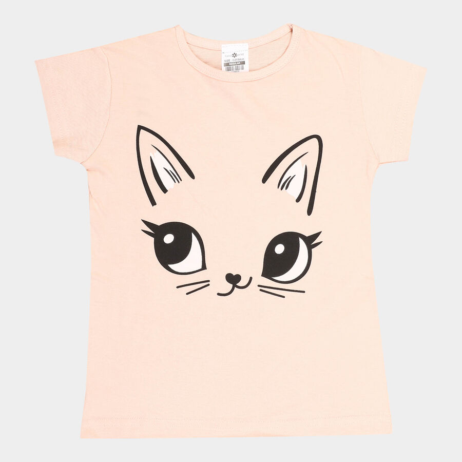 Girls Cotton T-Shirt, Light Pink, large image number null