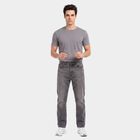 Men's Dark Grey Straight Fit Washed Jeans, Dark Grey, small