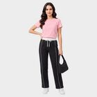 Women's Navy Straight Fit Side-Piped Track Pants, Navy Blue, small
