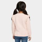 Girls Light Pink Crew Neck Ruffle Sleeve Graphic Sweatshirt, Light Pink, small image number null