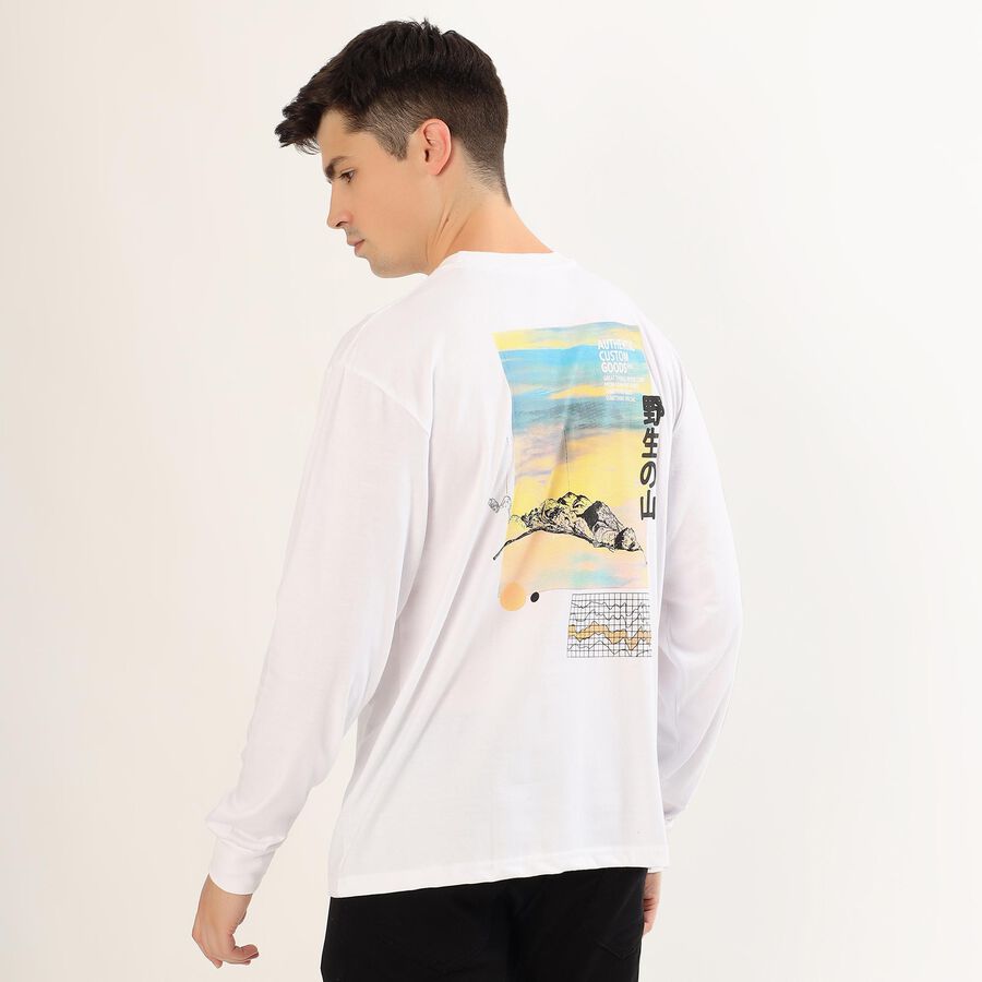 Men's Bright Snow White Crew Neck Casual T-Shirt, सफ़ेद, large image number null