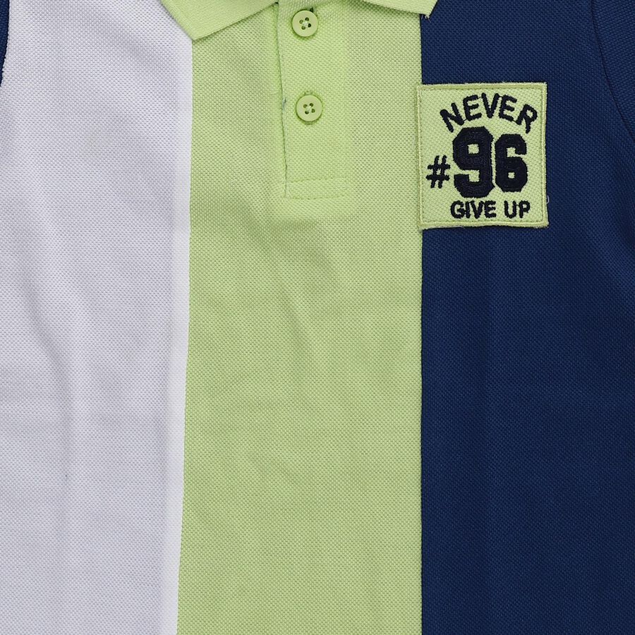 Boys Navy Blue Cotton Polo Collar Preppy T-Shirt, नेवी ब्लू, large