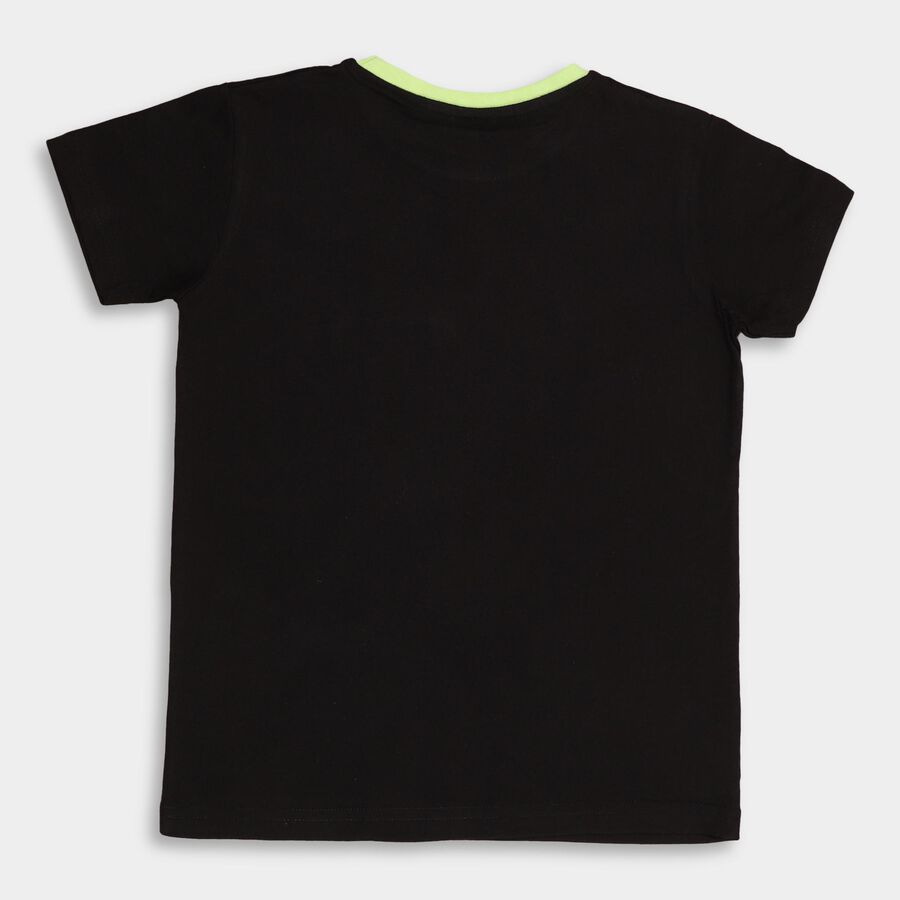 Boys' Half Sleeves T-Shirt , काला, large image number null