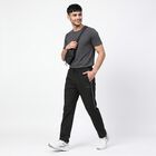 Men's Black Straight Fit Side-Striped Track Pants, काला, small