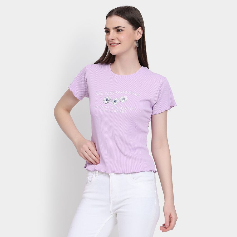 Ladies' Round Neck T-Shirt, Lilac, large image number null