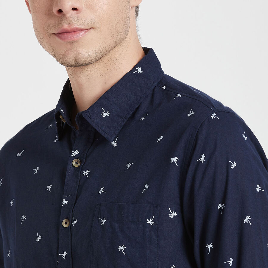 Cotton Printed Casual Shirt, Navy Blue, large image number null