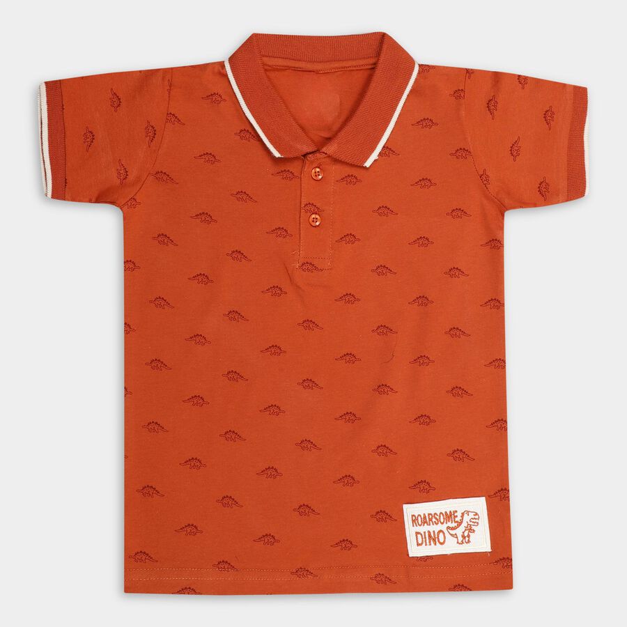 Boys' 100% Cotton Half Sleeves T-Shirt, Rust, large