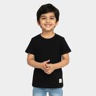 Boys Jet Black Crew Neck Casual T-Shirt, काला, small image number null
