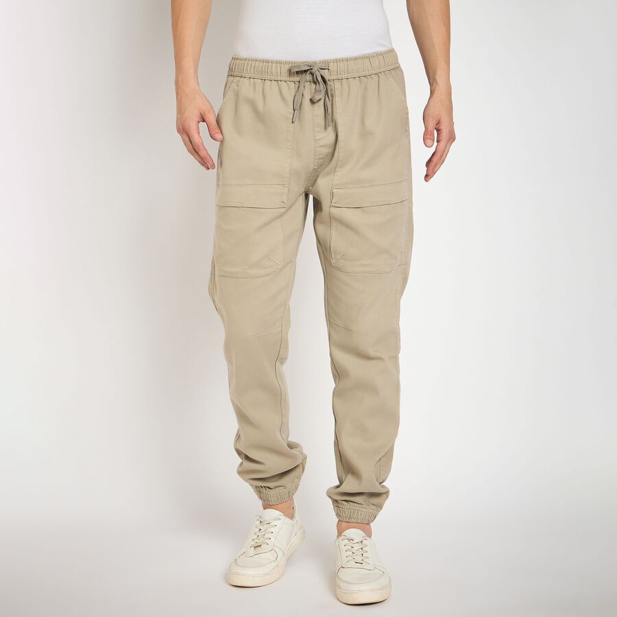 Men's Slim Fit Casual Trousers, हल्का ग्रे, large image number null